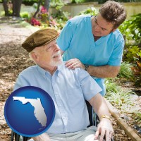fl map icon and a hospice care provider and an elderly patient