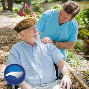 a hospice care provider and an elderly patient - with North Carolina icon