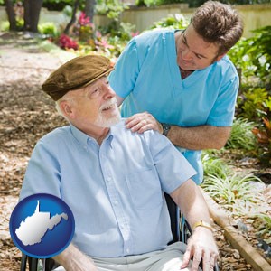 a hospice care provider and an elderly patient - with West Virginia icon